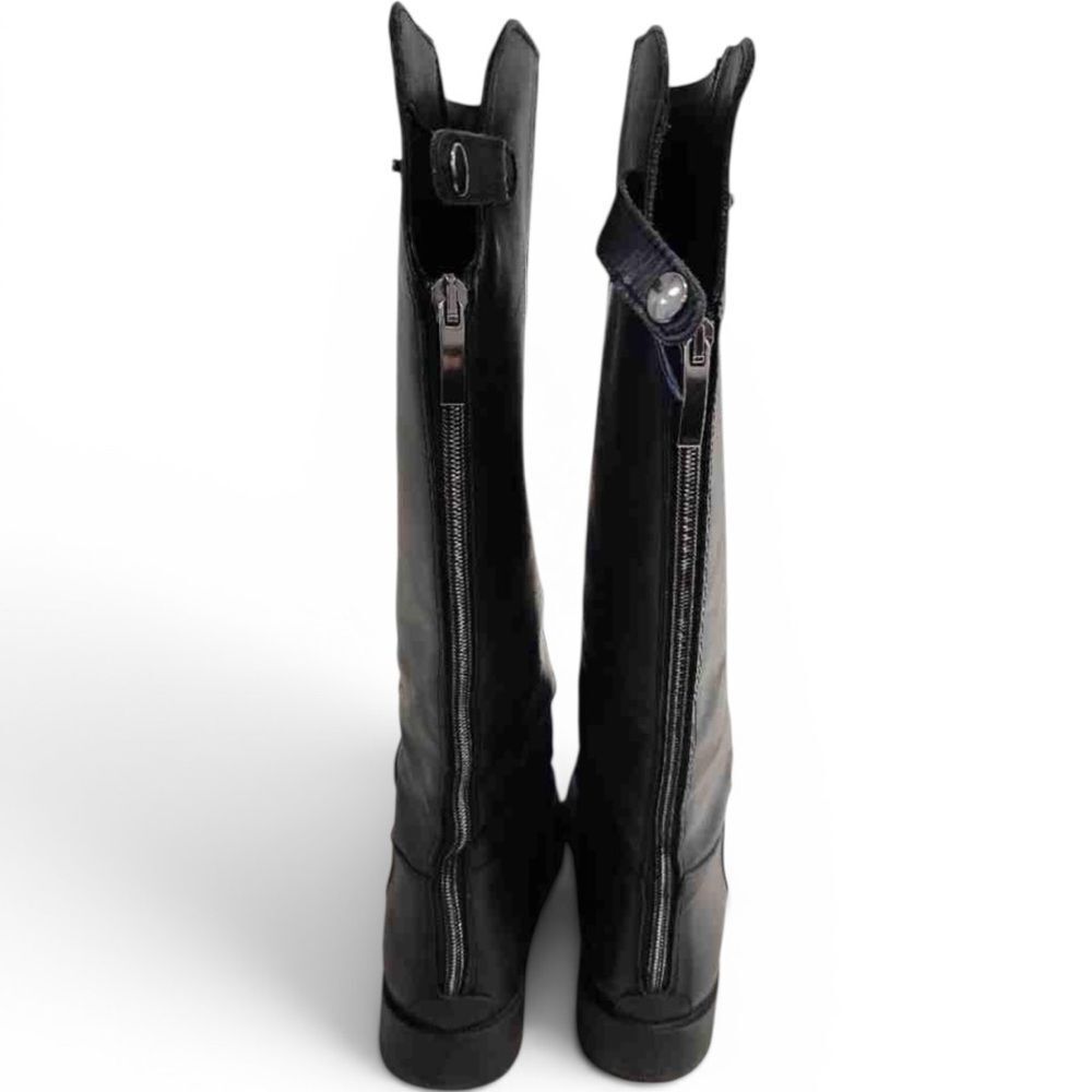 Emanuele Crasto Tall Black Leather Riding Boots Made in Italy EU 39 US 8 - Picture 5 of 10